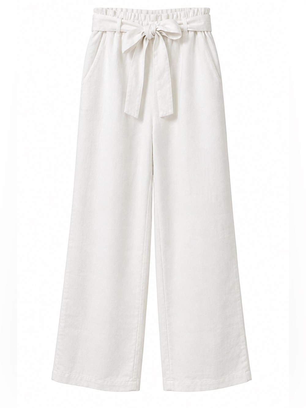 SHEIN White Wide Leg Pants Size Small Tie Waist Coastal Resort Linen Look